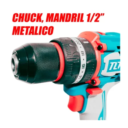 Taladro atornillador c/percutor brushless 20v 66nm total / tidli20668 - Imagen 2