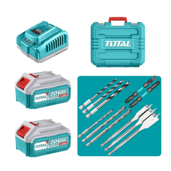 Taladro Percutor 96nm + 2 Baterias 4ah Industrial Total TIDLI20968