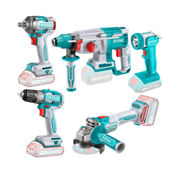 Combo Taladro + Amoladora + Llave de Impacto + Rotomartillo + Linterna TCKLI2058