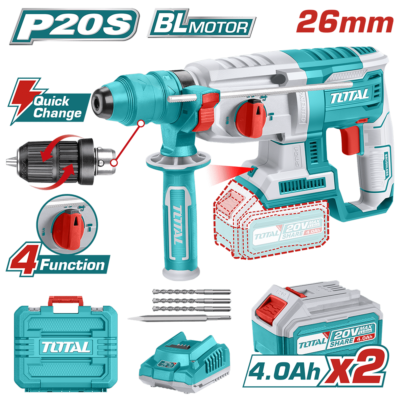 ROTOMARTILLO SDS+ 26MM LI-ION 20V 2.5J 0-5000BPM BRUSHLESS 2X4.0AH 4FUNC QUICK INDUSTRIAL