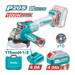 MOLADORA 20V BRUSHLESS 4.5" 3000-9000RPM 115MM M14 1200W.MAX 1X4.0AH IN - TAGLI2211531