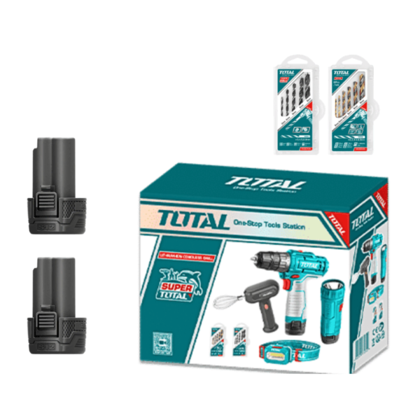 Taladro 12v + Linterna + Lampara + Batidora Total TOSLI23115