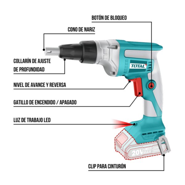 Atornillador de Drywall 20V 30Nm | TDSLI204200 – Total