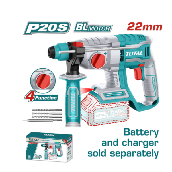 ROTOMARTILLO SDS+ 22MM 20V 2.0J 0-5400BPM BRUSHLESS 4FUNC INDUSTRIAL NO INCLUYE BATERIA Y CARGADOR - TRHLI20208