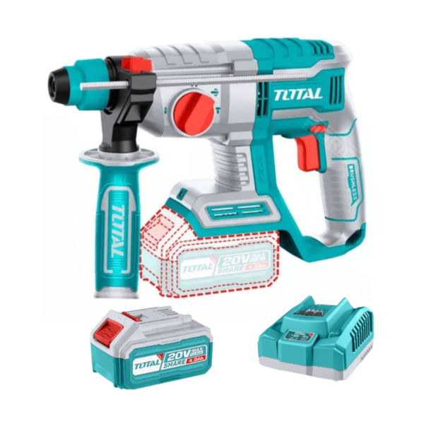 Rotomartillo SDS Plus 20V 2.0J – Incluye Batería 4.0Ah, Cargador y Accesorios | Total TRHLI202081