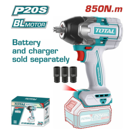 LLAVE DE IMPACTO 20V 850NM MOTOR BL SOLO CABEZAL TOTAL-TIWLI20851
