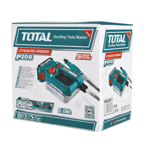Mini Amoladora Inalámbrica 20V Total TMGLI20011 con 40 Accesorios