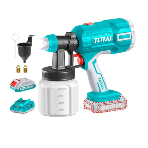 Pistola para Pintar 800 ml 20v Incluye Cargador y Bateria Total TSGLI20406