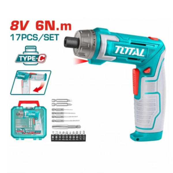 TOTAL ATORNILLADOR 8V TSDLI08025 2VOL GIRATOR