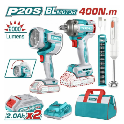 Combo Total TOSLI240961 con Llave de Impacto, Lámpara y Batidora