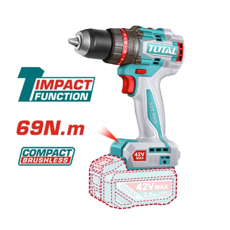Taladro Percutor Atornillador 42v 69nm Total - TIDLI426981 3 Taladro Percutor Atornillador 42v 69nm Total - TIDLI426981 - Imagen 3