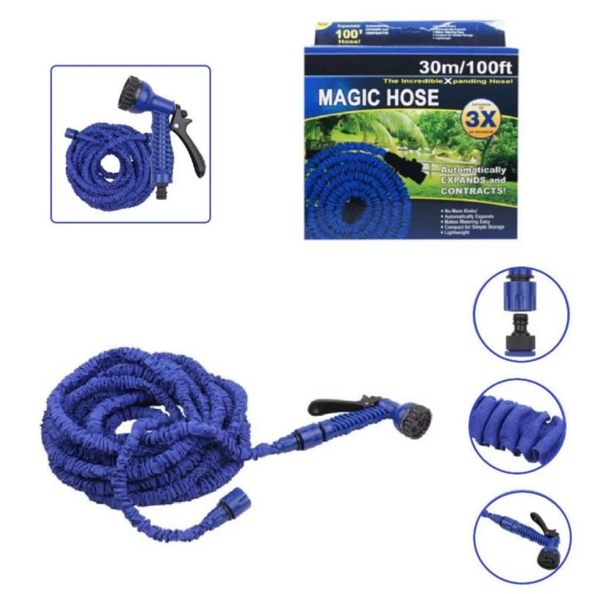 Manguera Expandible 30 Metros Magic Hose 3 Manguera expandible 30 metros usada para regar el jardín
